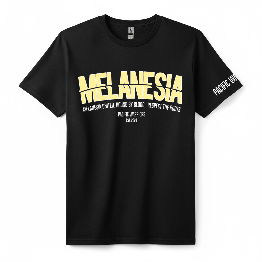 T-Shirt Melanesia | Cream on Black | Pacific Warriors Clothing Brand