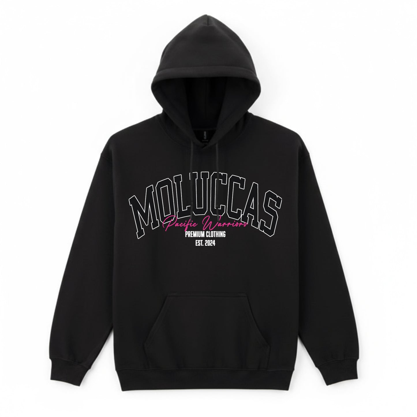 Hoodie Moluccas | Black on Black | Fuchsia | Pacific Warriors Clothing Brand
