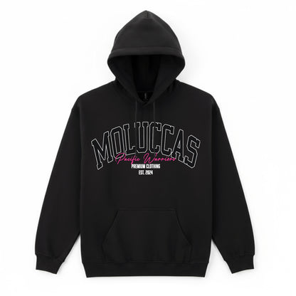 Hoodie Moluccas | Black on Black | Fuchsia | Pacific Warriors Clothing Brand