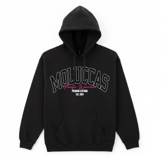 Hoodie Moluccas | Black on Black | Fuchsia | Pacific Warriors Clothing Brand