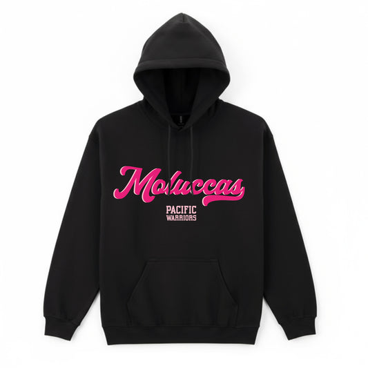 Hoodie Moluccas Vintage | Special Edition | Neon Pink on Black | Pacific Warriors Clothing Brand