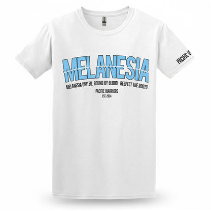 T-Shirt Melanesia | Light Blue on White | Pacific Warriors Clothing Brand