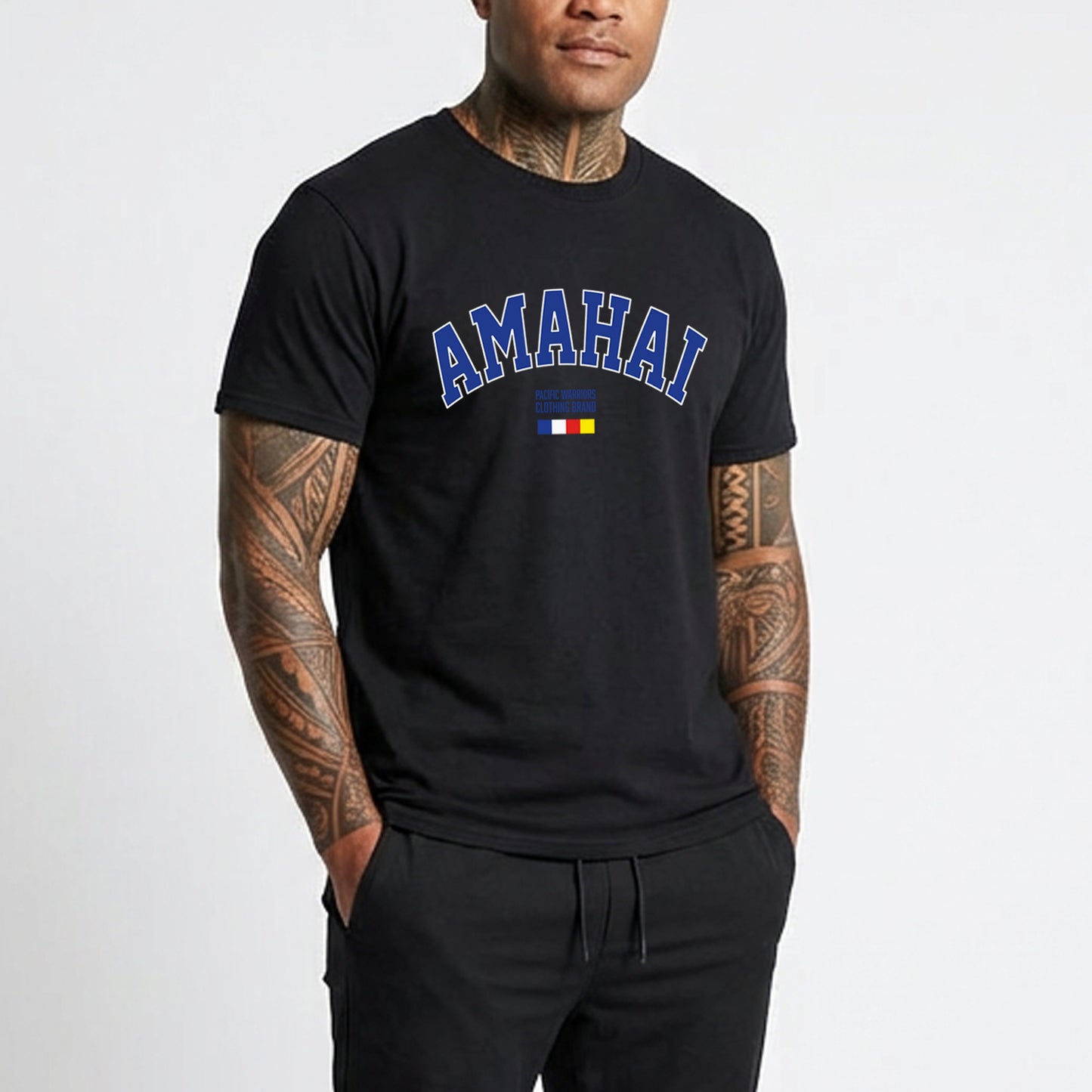 T-Shirt Amahai | Black | Blue | Pacific Warriors Clothing Brand