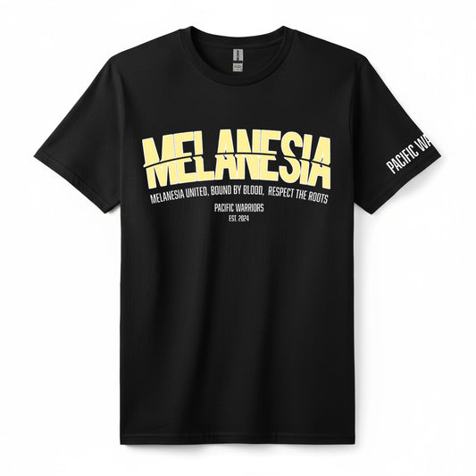 T-Shirt Melanesia | Cream on Black | Pacific Warriors Clothing Brand
