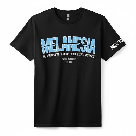 T-Shirt Melanesia | Light Blue on Black | Pacific Warriors Clothing Brand