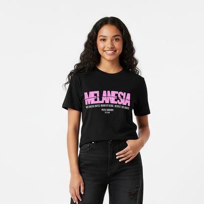 T-Shirt Melanesia | Pink on Black | Pacific Warriors Clothing Brand