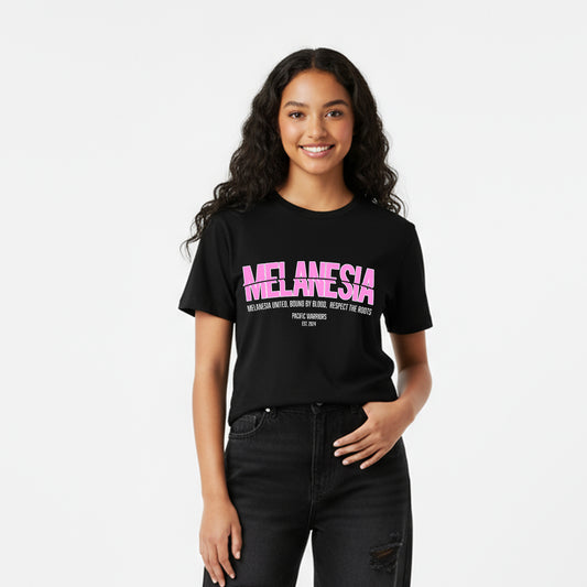 T-Shirt Melanesia | Pink on Black | Pacific Warriors Clothing Brand