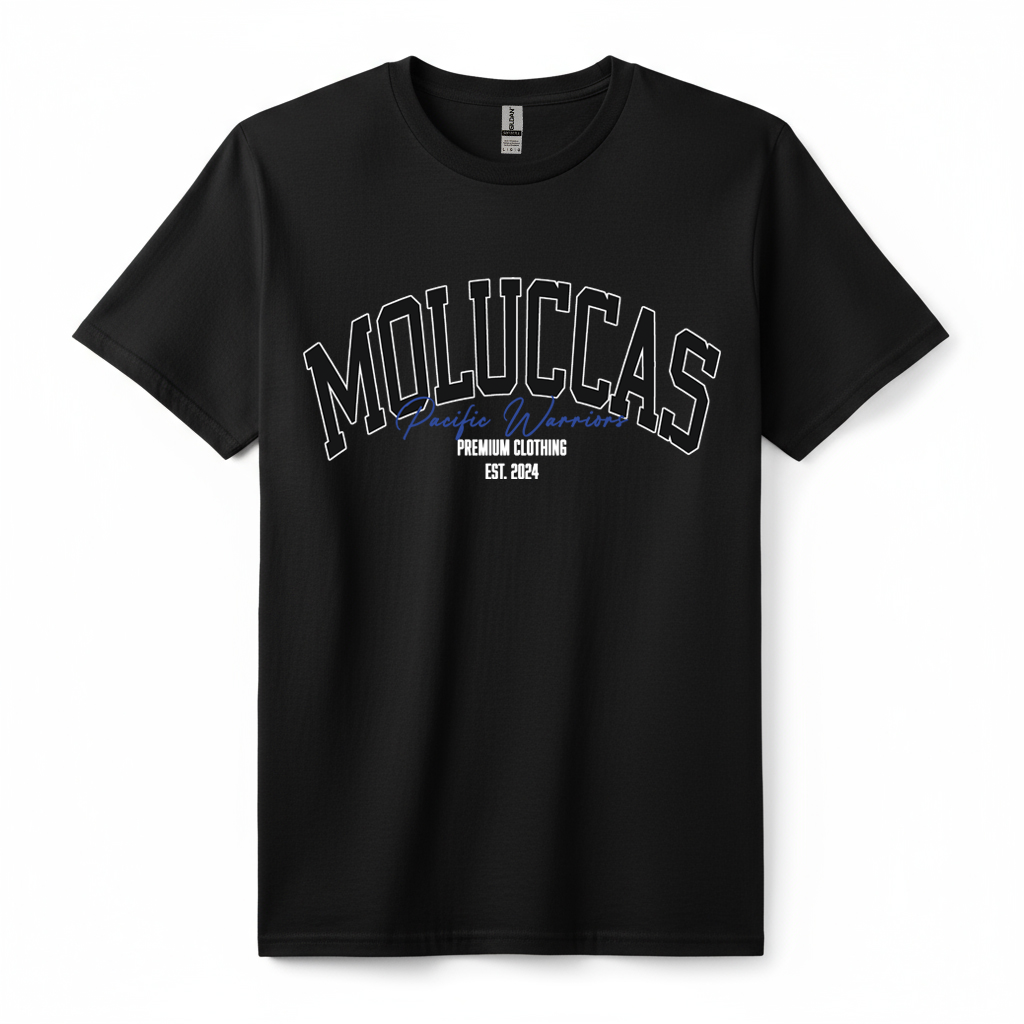 T-Shirt Moluccas | Black on Black | Blue | Pacific Warriors Clothing Brand