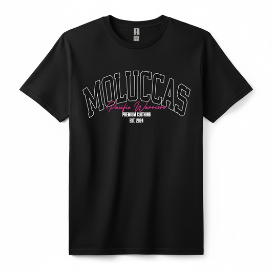 T-Shirt Moluccas | Black on Black | Fuchsia | Pacific Warriors Clothing Brand