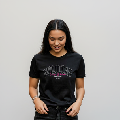 T-Shirt Moluccas | Black on Black | Fuchsia | Pacific Warriors Clothing Brand