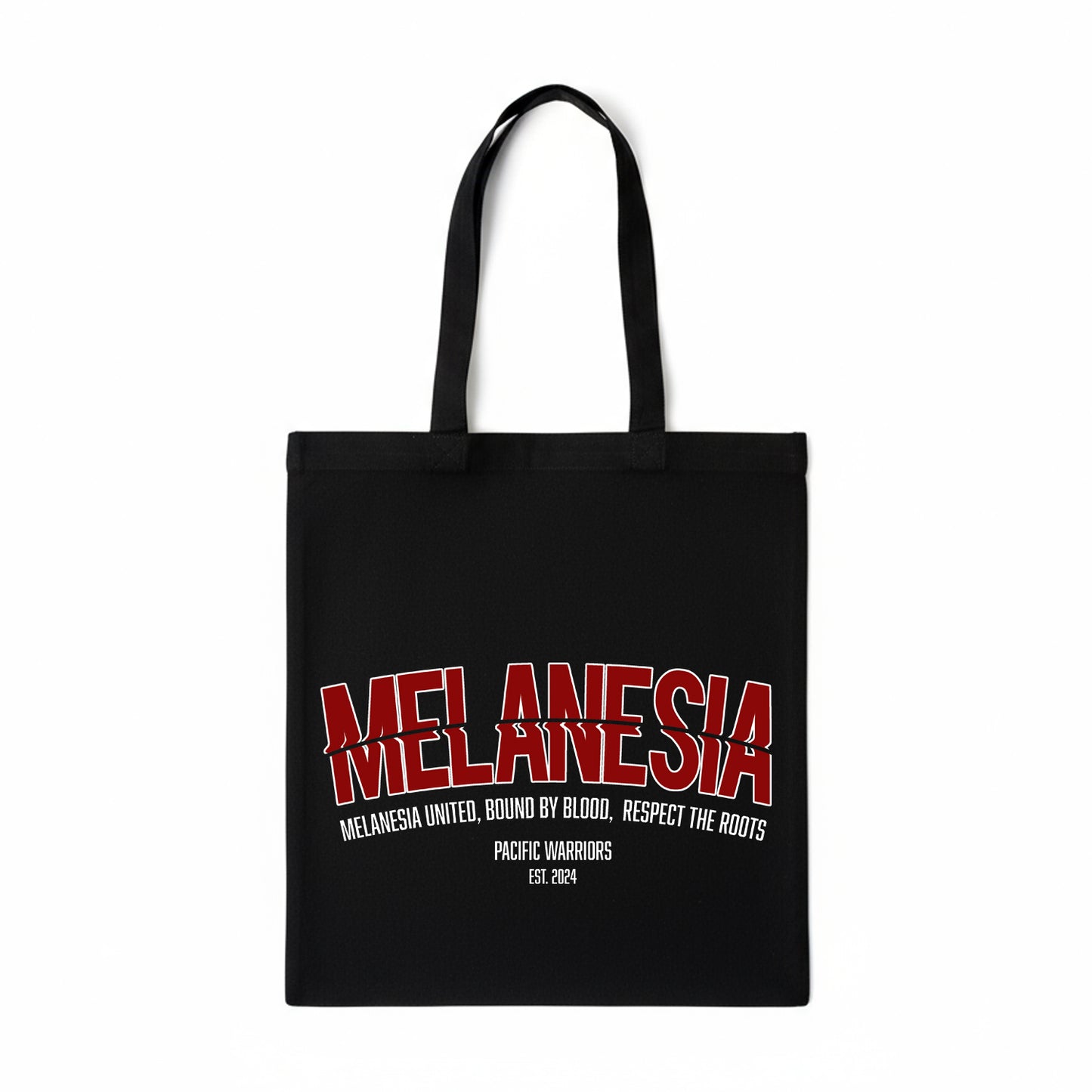 Canvas Tote Bag Melanesia | Bordeaux on Black | Pacific Warriors Clothing Brand