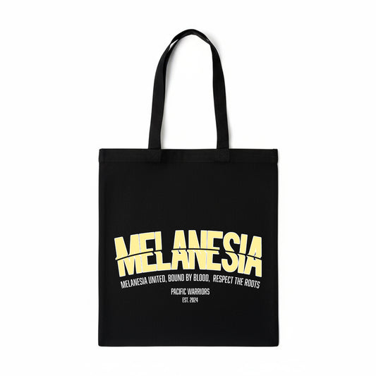 Canvas Tote Bag Melanesia | Cream on Black | Pacific Warriors Clothing Brand
