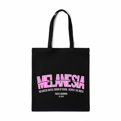 Canvas Tote Bag Melanesia | Pink on Black | Pacific Warriors Clothing Brand
