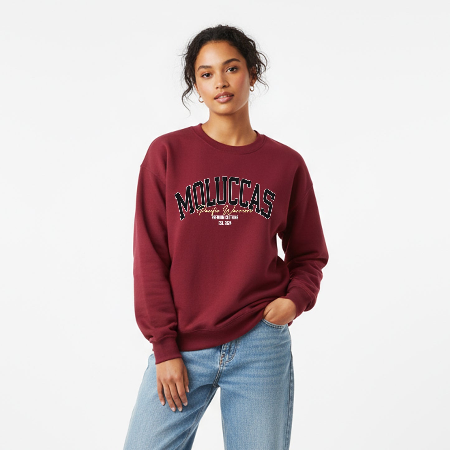 Sweater Moluccas | Bordeaux | Black & Cream | Pacific Warriors Clothing Brand