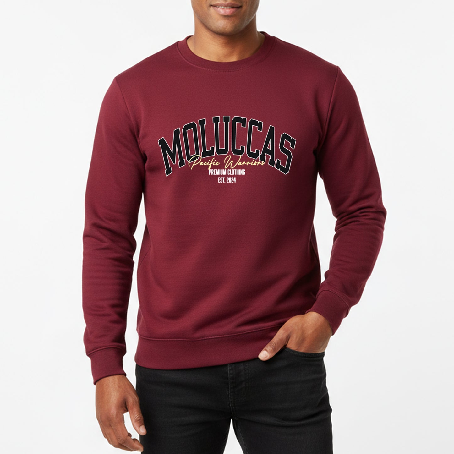 Sweater Moluccas | Bordeaux | Black & Cream | Pacific Warriors Clothing Brand