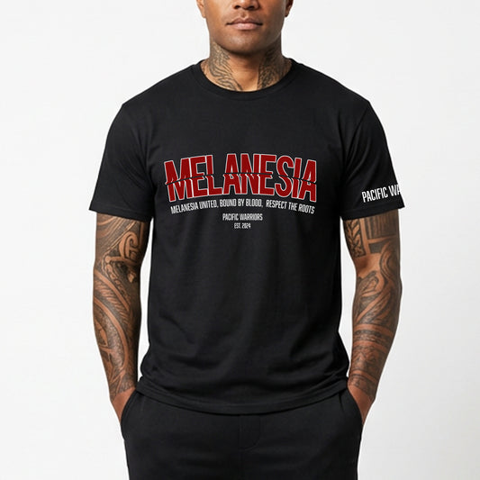 T-Shirt Melanesia | Bordeaux on Black | Pacific Warriors Clothing Brand
